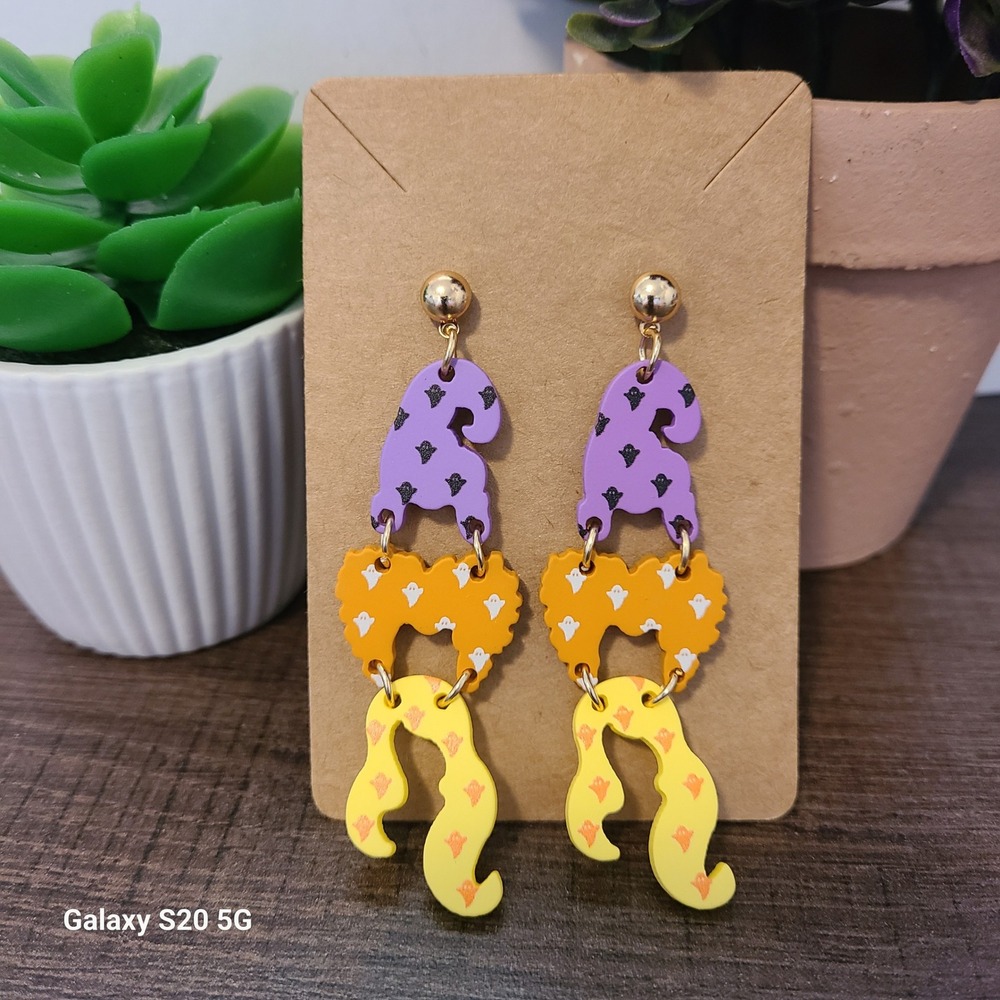 Halloween Earrings Witch Hair Ghost Dangle Drop Earrings Spooky Fun‎ Jewelry